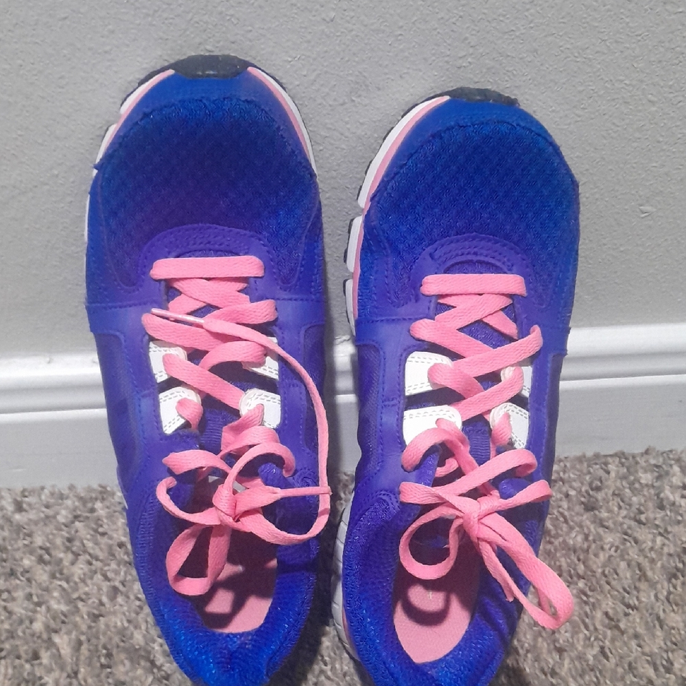 Vibrant Blue and Pink Athletic Shoes